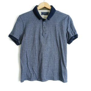 Ted Baker London Mens Polo Shirt Short Sleeve Blue Knit Collar Sz 4 (fits small)